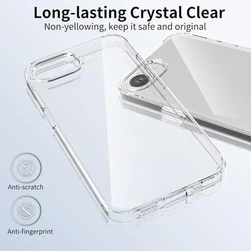 TENOC Phone Case Compatible with iPhone 16e, Clear Case Shockproof Protective Bumper Slim Cover for 6.1 Inch - 6