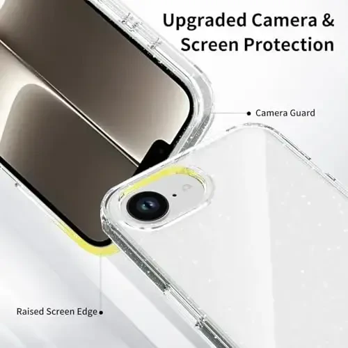 TENOC Phone Case Compatible with iPhone 16e, Glitter Case Clear Sparkling Protective Bumper Cute Cover for Girls Women - 5