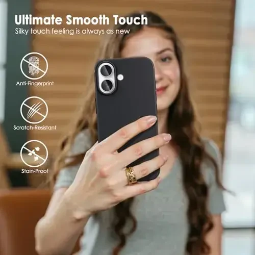 TENOC Phone Case Compatible with iPhone 17, Black Case Anti-Fingerprint Protective Bumper Matte Cover for 6.3 Inch - 6