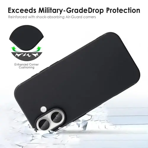TENOC Phone Case Compatible with iPhone 17, Black Case Anti-Fingerprint Protective Bumper Matte Cover for 6.3 Inch - 5