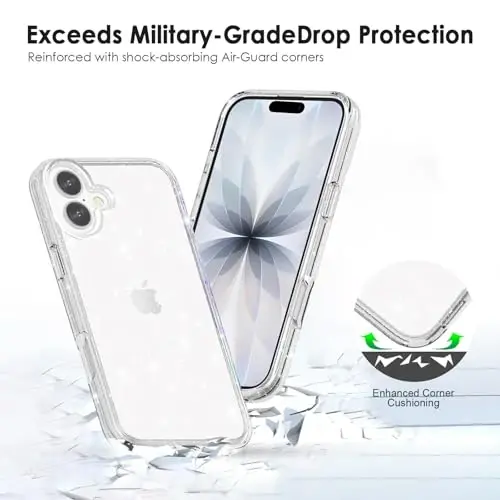 TENOC Phone Case Compatible with iPhone 17, Glitter Case Clear Sparkling Protective Bumper Cute Cover for Girls Women - 4