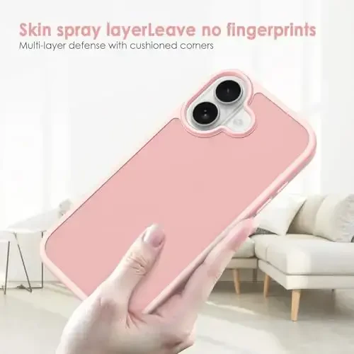 TENOC Phone Case Compatible with iPhone 17, Pink Case Translucent Protective Bumper Matte Hard Back Cover for 6.3 Inch - 4