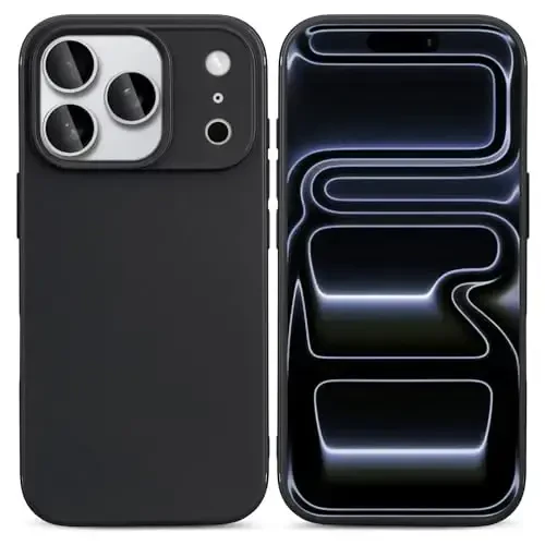 TENOC Phone Case Compatible with iPhone 17 Pro, Black Case Anti-Fingerprint Protective Bumper Matte Cover for 6.3 Inch - 1