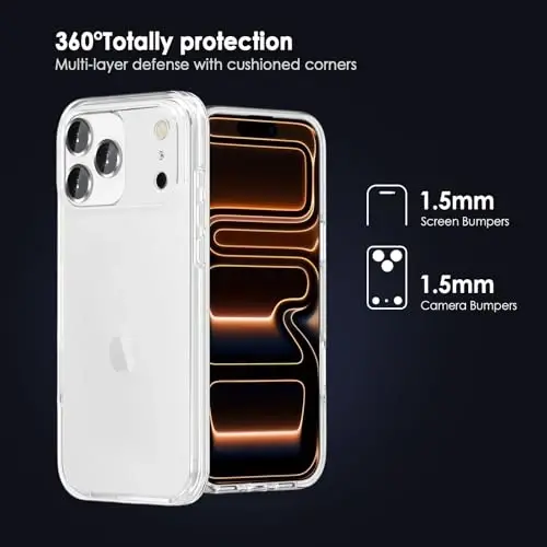 TENOC Phone Case Compatible with iPhone 17 Pro, Clear Case Shockproof Protective Bumper Slim Cover for 6.3 Inch - 3