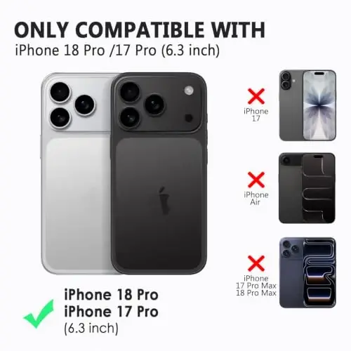 TENOC Phone Case Compatible with iPhone 17 Pro & iPhone 18 Pro 6.3 Inch | Anti-Fingerprint Shockproof Protective Bumper Matte Cover Black - TENOC (1)