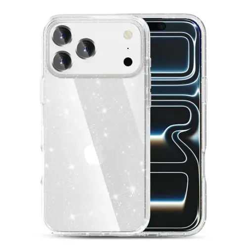 TENOC Phone Case Compatible with iPhone 17 Pro & iPhone 18 Pro 6.3 Inch | Clear Sparkling Protective Bumper Cute Cover Girly Women Glitter - 1