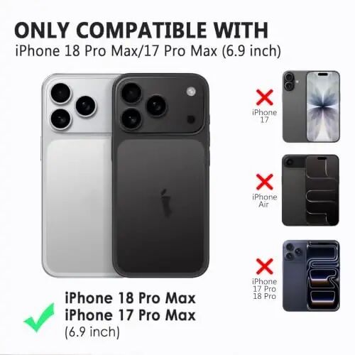 TENOC Phone Case Compatible with iPhone 17 Pro Max & iPhone 18 Pro Max | Anti-Fingerprint Shockproof Protective Bumper Matte Cover 6.9 Inch Black - 2