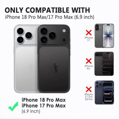 TENOC Phone Case Compatible with iPhone 17 Pro Max & iPhone 18 Pro Max | Anti-Fingerprint Shockproof Protective Bumper Matte Cover 6.9 Inch Black - 2