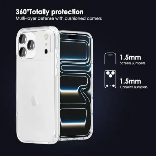 TENOC Phone Case Compatible with iPhone 17 Pro Max & iPhone 18 Pro Max | Anti-Yellowing Protective Bumper Hard Back Cover 6.9 Inch Clear - 3
