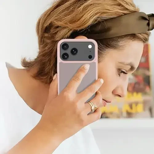 TENOC Phone Case Compatible with iPhone 17 Pro Max, Pink Case Translucent Protective Bumper Matte Hard Back Cover for 6.9 Inch - 7