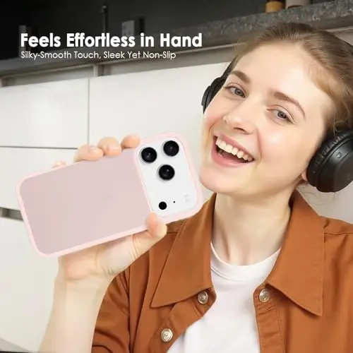 TENOC Phone Case Compatible with iPhone 17 Pro, Pink Case Translucent Protective Bumper Matte Hard Back Cover for 6.3 Inch - 6