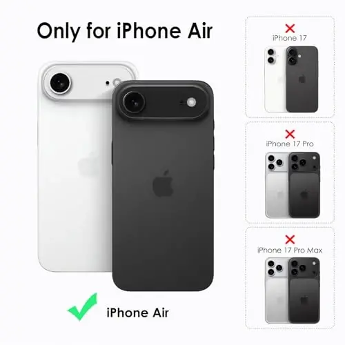 TENOC Phone Case Compatible with iPhone Air, Black Case Anti-Fingerprint Protective Bumper Matte Cover for 6.5 Inch - TENOC (1)