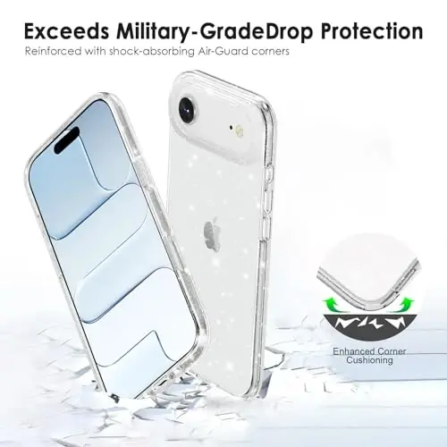 TENOC Phone Case Compatible with iPhone Air, Glitter Case Clear Sparkling Protective Bumper Cute Cover for Girls Women - 4