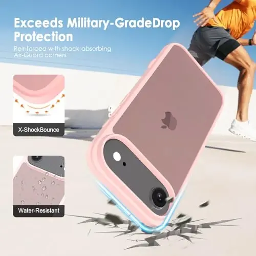 TENOC Phone Case Compatible with iPhone Air, Pink Case Translucent Protective Bumper Matte Hard Back Cover for 6.5 Inch - 3