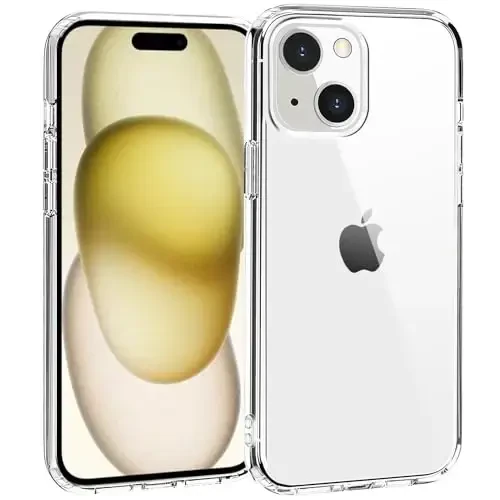 TENOC Phone Case iPhone 15 bilan mos keladi, Shaffof G'ilof Sariqlikka qarshi Himoya Bumper Qattiq Orqa Qopqoq 6,1 dyuym uchun - TENOC