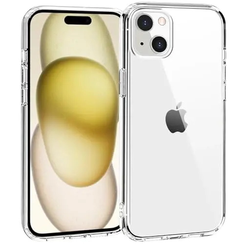 TENOC Phone Case iPhone 15 Plus bilan mos keladi, tiniq g'ilof sarg'ayishga qarshi himoya bamperi 6,7 dyuym uchun qattiq orqa qopqoq 