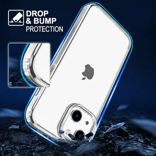 TENOC Phone Case iPhone 15 Plus bilan mos keladi, tiniq g'ilof sarg'ayishga qarshi himoya bamperi 6,7 dyuym uchun qattiq orqa qopqoq - 4