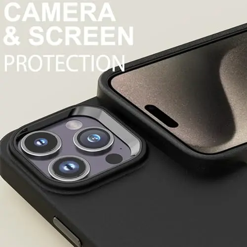 TENOC Phone Case iPhone 15 Pro bilan mos keladi, qora g'ilof barmoq izlariga qarshi himoya bamperi mat qoplamasi 6,1 dyuym uchun - 3