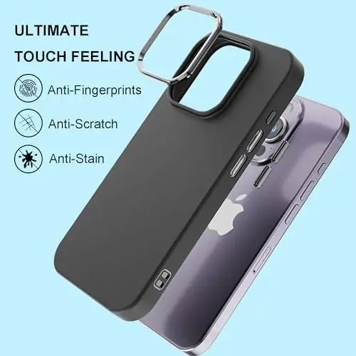 TENOC Phone Case iPhone 15 Pro bilan mos keladi, qora g'ilof barmoq izlariga qarshi himoya bamperi mat qoplamasi 6,1 dyuym uchun - 4