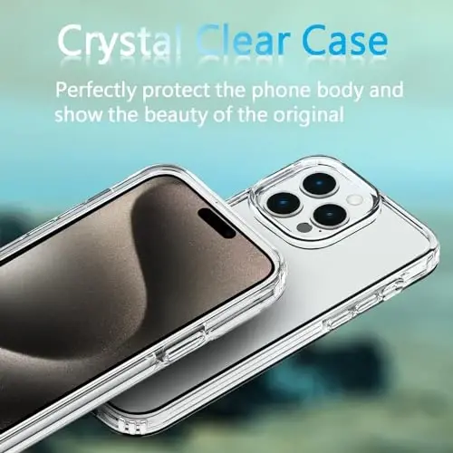 TENOC Phone Case iPhone 15 Pro bilan mos keladi, tiniq g'ilof, sariqqa qarshi himoya tamponli qattiq orqa qopqoq 6,1 dyuym uchun - 3