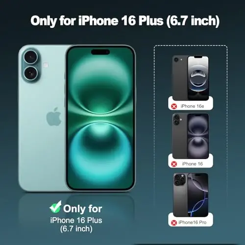 TENOC Phone Case iPhone 16 Plus bilan mos keladi, Qora Chehol Barmoq izlariga qarshi Himoya Bumperi Matte Qopqoq 6.7 dyuym - 2