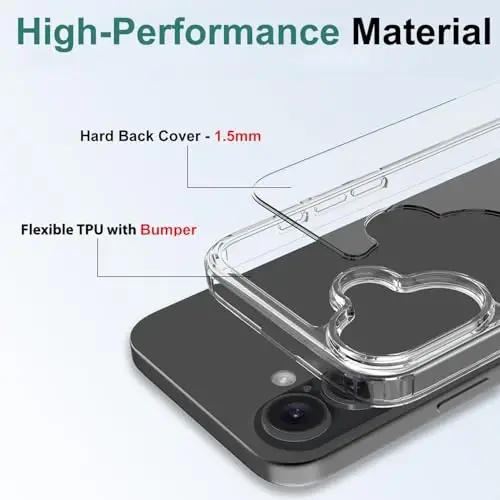 TENOC Phone Case iPhone 16 Plus bilan mos keladi, tiniq g'ilof sarg'ayishga qarshi himoya bumperli qattiq orqa qopqoq 6.7 dyuym - 3