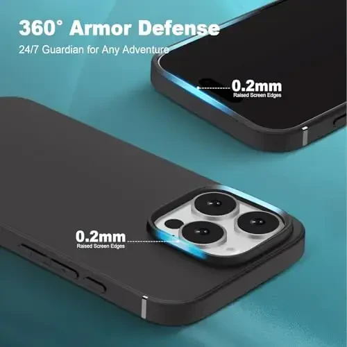 TENOC Phone Case iPhone 16 Pro bilan mos keladi, Qora Chehol Barmoq izlariga qarshi himoya tamponli mat qopqoq 6,3 dyuym uchun - 5