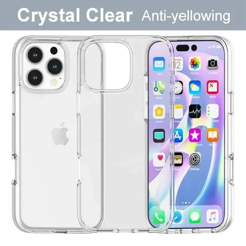 TENOC Phone Case iPhone 16 Pro Max bilan mos keladi, tiniq g'ilof sarg'ayishga qarshi himoya bamperi 6,9 dyuym uchun qattiq orqa qopqoq - 6