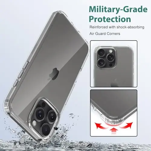 TENOC Phone Case iPhone 16 Pro Max bilan mos keladi, tiniq g'ilof sarg'ayishga qarshi himoya bamperi 6,9 dyuym uchun qattiq orqa qopqoq - 4