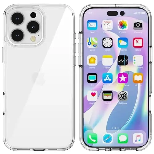 TENOC Phone Case iPhone 16 Pro Max bilan mos keladi, tiniq g'ilof sarg'ayishga qarshi himoya bamperi 6,9 dyuym uchun qattiq orqa qopqoq 