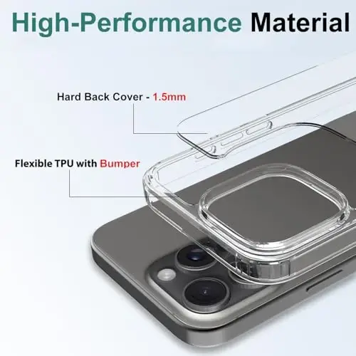 TENOC Phone Case iPhone 16 Pro Max bilan mos keladi, tiniq g'ilof sarg'ayishga qarshi himoya bamperi 6,9 dyuym uchun qattiq orqa qopqoq - 3