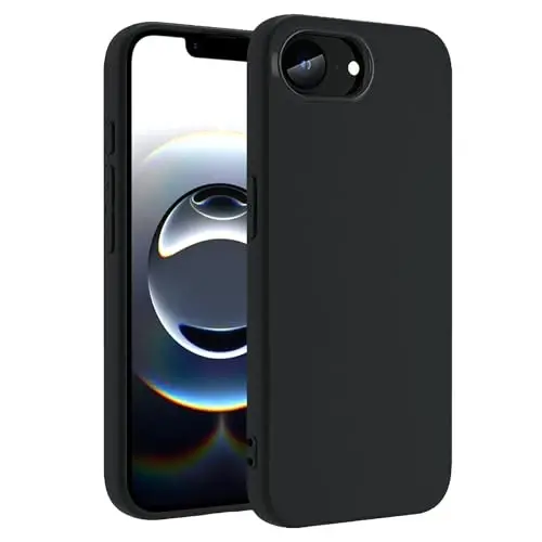 TENOC Phone Case iPhone 16e bilan mos keladi, qora g'ilof barmoq izlariga qarshi himoya tamponli mat qoplamasi 6,1 dyuym uchun - 1