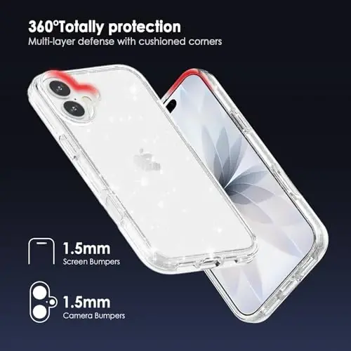 TENOC Phone Case iPhone 17 bilan mos keladi, Yaltiroq G'ilof Shaffof Yorqin Himoya Bumper Qizlar Ayollar uchun Chiroyli Qopqoq - 3