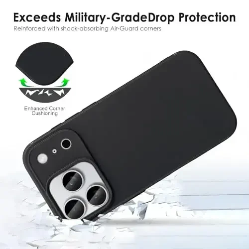 TENOC Phone Case iPhone 17 Pro bilan mos keladi, Qora Chehol Barmoq izlariga qarshi himoya Bumper Matte Qoplama 6.3 dyuym uchun - 5