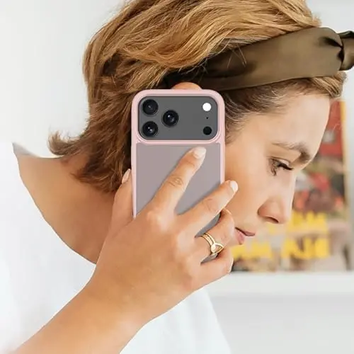 TENOC Phone Case iPhone 17 Pro Max bilan mos keladi, pushti g'ilof Shaffof himoya bamperi Mat qattiq orqa qopqoq 6,9 dyuym uchun - 7