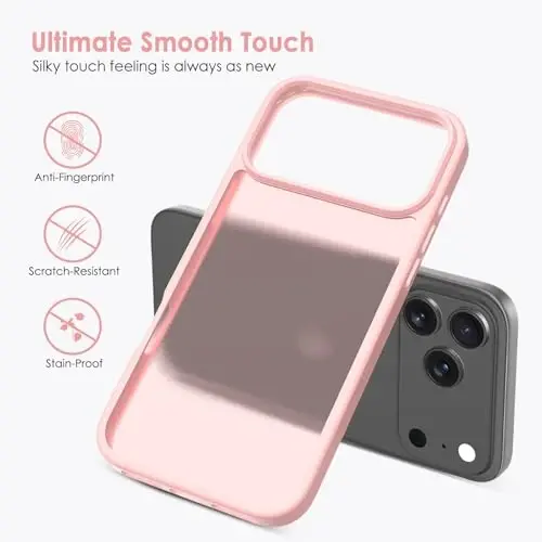 TENOC Phone Case iPhone 17 Pro Max bilan mos keladi, pushti g'ilof Shaffof himoya bamperi Mat qattiq orqa qopqoq 6,9 dyuym uchun - 2
