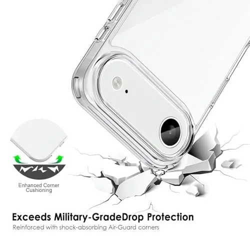 TENOC Phone Case iPhone Air bilan mos, tiniq g'ilof sarg'ayishga qarshi himoya bamperi 6,5 dyuym uchun qattiq orqa qopqoq - 5