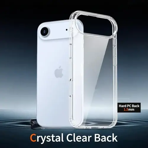 TENOC Phone Case iPhone Air bilan mos, tiniq g'ilof sarg'ayishga qarshi himoya bamperi 6,5 dyuym uchun qattiq orqa qopqoq - 2