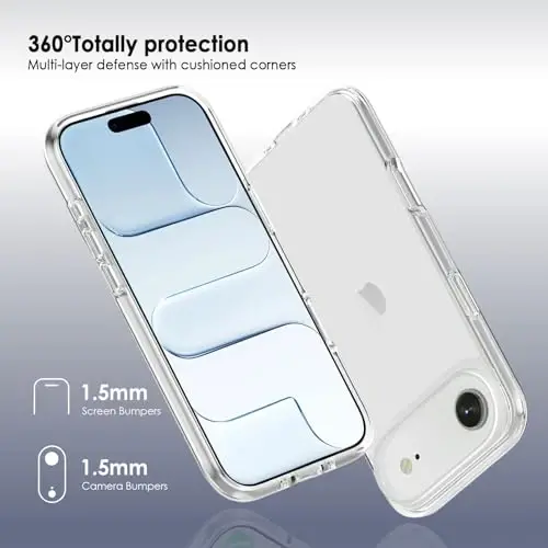 TENOC Phone Case iPhone Air bilan mos, tiniq g'ilof sarg'ayishga qarshi himoya bamperi 6,5 dyuym uchun qattiq orqa qopqoq - 4