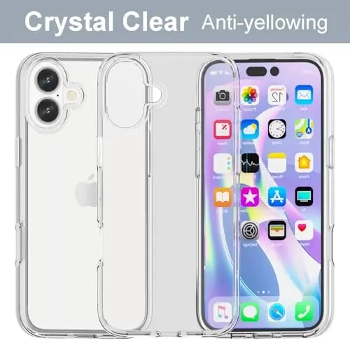 TENOC Telefon G'ilofi iPhone 16 bilan mos keladi, tiniq g'ilof sariqlikka qarshi himoya bamperi 6,1 dyuym uchun qattiq orqa qopqoq - 6