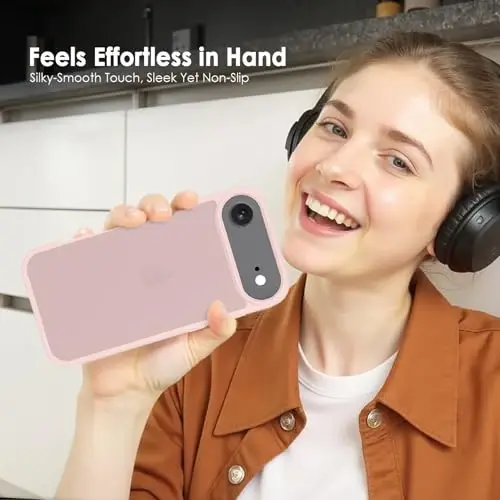 TENOC Phone Case Compatible with iPhone Air, Pink Case Translucent Protective Bumper Matte Hard Back Cover for 6.5 Inch - 6