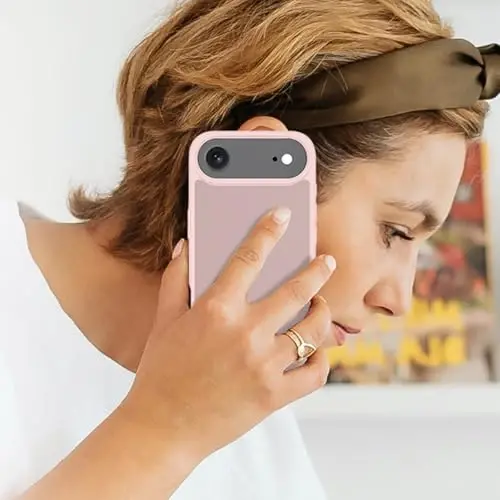 TENOC Phone Case Compatible with iPhone Air, Pink Case Translucent Protective Bumper Matte Hard Back Cover for 6.5 Inch - 7