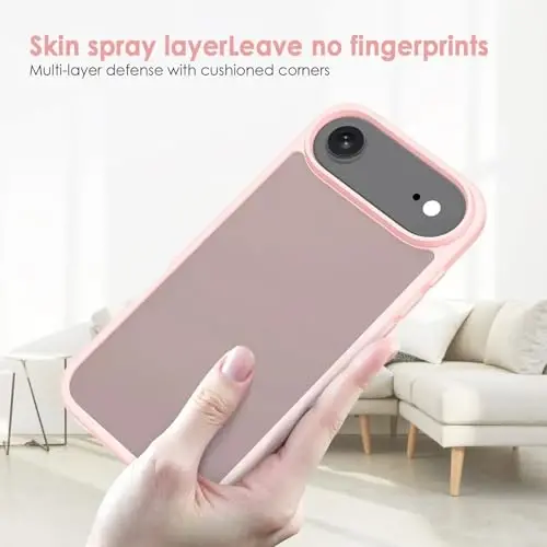 TENOC Phone Case Compatible with iPhone Air, Pink Case Translucent Protective Bumper Matte Hard Back Cover for 6.5 Inch - 4
