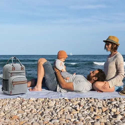 Tenot Bebek Bezi Çantası Sırt Çantası Erkek Bebek Çocuk Kız Yenidoğan Unisex Taktik Büyük Kapasiteli, Çok Fonksiyonlu Su Geçirmez Gri Yalıtımlı Cepler ile - 6