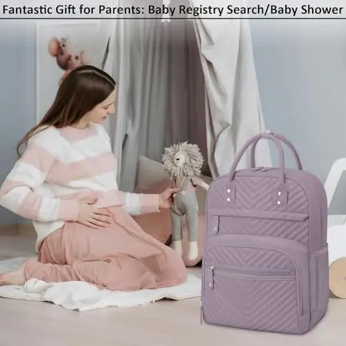 Tenot Diaper Bag Backpack for Women Large Capacity with Insulated Pockets Multifunctional Diaper Bags For Baby Girl Boy Waterproof Baby Bags For Mama Maternity Travel Bag Purple - 5