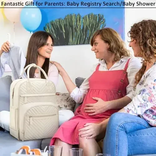 Tenot Diaper Bag Backpack for Women with Changing Pad, Baby Bag with Insulated Pockets Multifunctional Diaper Bags For Baby Girl Boy Waterproof Baby Bags For Boys Girls Maternity Bag Beige - 5