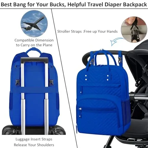 Tenot Diaper Bag Backpack Tote for Women Large Capacity, Baby with Insulated Pockets Multifunctional Bags For Girl Boy Waterproof Boys Girls Mama Maternity Travel Royal Blue - 4