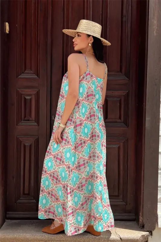 Tensel Crinkle Fabric Beaded Strap Dress - BLUE - 5