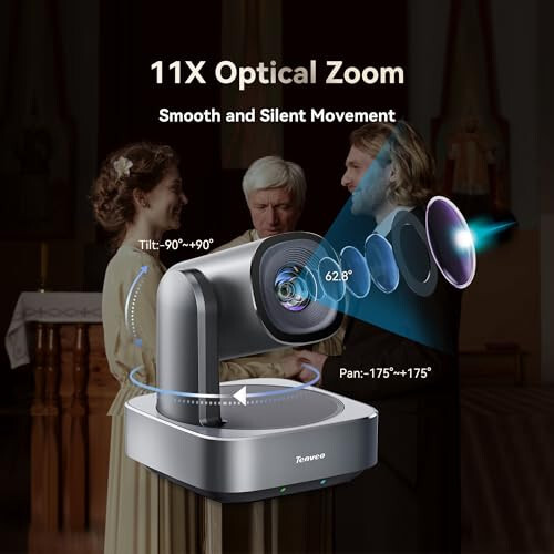 Tenveo VLoop 11X Optical Zoom PTZ Camera Conference Camera, USB3.0/HDMI FHD 1080P 60FPS, for Video Conferencing Live Streaming Church Services Worship Events Business Meeting, Red Dot Design Winner - 3