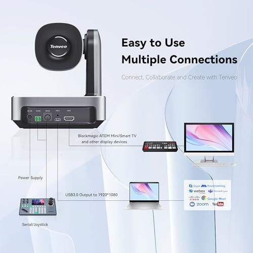 Tenveo VLoop 11X Optik Zoom PTZ Kamera Konferans Kamerası, USB3.0/HDMI FHD 1080P 60FPS, Video Konferans Canlı Yayın Kilise Hizmetleri Tapınma Etkinlikleri İş Toplantıları için, Red Dot Tasarım Ödülü Kazananı - 6